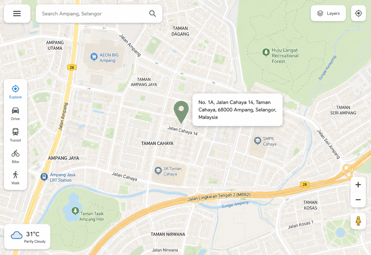 Map showing Travel Garden location in Ampang, Selangor